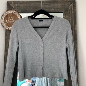 light gray button up long sleeve top